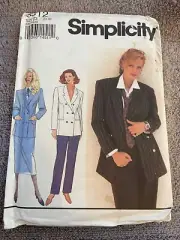Simplicity Pattern 8612 Ms Pleated Pants~Slim Skirt~Dbl Breasted Jacket Sz 12-16
