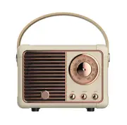Retro Hifi Stereo Bluetooth V4.1 Speaker Portable Wireless Vintage Speaker Built-in Mic Support Memory Card white