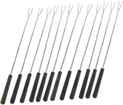 Mobestech 12pcs Telescoping BBQ Fork with Handles Barbecue Skewers for Campfire Cooking Flipping for Hot Dogs and Meat Skewers