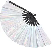 HOLIDYOYO Plastic Large Folding Fan Handheld Chinese Style Prop for Dance Music Festivals Weddings Parties Lightweight Portable Multi Functional Design Material