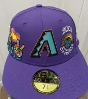 New Era Arizona Diamondbacks Fitted Hat 7 1/2 2001 World Series Champions Groovy
