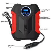 Digital Air Compressor Car Auto Pump Portable Tire Inflator LED Light DC 12V Red