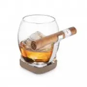 Final Touch Whiskey & Cigar Holder Glass w/Silicone Base