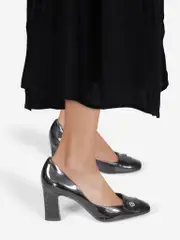 Black Patent Square Toe Pumps