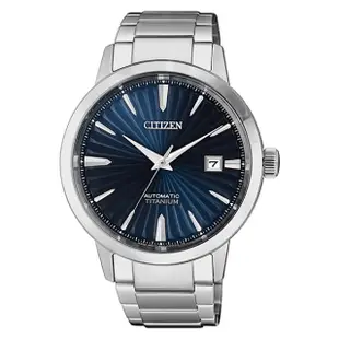 【CITIZEN】星辰 藍寶石鏡面 日期顯示 鈦金屬 機械男錶 NJ2180-89L 藍/銀 41mm