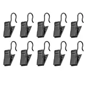 Curtain Clips with S Hooks,0.7" 50Pcs, Metal Drapery Clamps Hook, Black