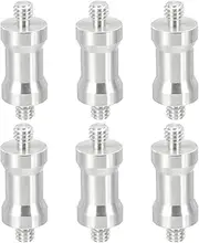 uxcell Camera Spigot Screws Converter 1/4" to 1/4" Male to Male, 6 Pack Tripod Screw Adapter Spigot Stud for Light Stand Hot Shoe Cold Shoe Adapter Ball Head Flash, Silver
