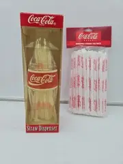 1996 Coca Cola Contour Glass Straw Dispenser W/ Straws, NEW