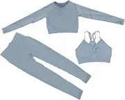 [OATIPHO] Nylon Spandex Yoga Clothing Set Comfortable Stretchy Yoga Leggings Top Women's Activewear