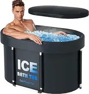Ice Bath Tub with Lid for Athletes, 450L Portable Oval Cold Plunge Tub for Cold Water Therapy Recovery Home Outdoor Gym 105cm Long
