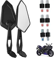 GANAZONO 1Pair Adjustable Polygonal Motorcycle Mirrors Handlebar Rear View Side Mirrors for Vision and Stylish Appearance for Motorcycles and Scooters