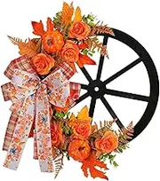 Handmade Wreath Colorful Garland for Fall Holiday Party Decorations Christmas Wreath Creative Pumpkin Wheel Wreath Artificial Flowers Versatile Festive Decor