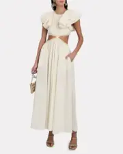 BNWT ZIMMERMANN IVORY ANNEKE RUFFLE CUT OUT DRESS - SIZE 1/10 AU/6 US (RRP $850)