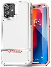 Encased Protective iPhone 12 Mini Case (2020 Rebel Armor) Heavy Duty Full Body Rugged Cover - White/Pink