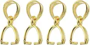 uxcell 4Pcs 925 Sterling Silver Pinch Bail, 11mm Pendant Clasp Pendant Bail Connector Pinch Clip Bail Clasp for Jewelry Making Supplies Bracelet Necklace DIY Craft, Gold