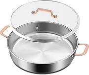 Bakpoco Tri-Ply Stainless Steel Saute Pan with Lid, 5 Quarts 11.6 Inch Frying Pan, Stainless Steel Skillet Cooker Pan Works on All Cooktops, Dishwasher and Oven Safe