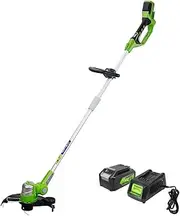 Greenworks Cordless String Trimmer, 24V 30 cm Edge Trimmer, Rotating and Tilting Cutting Head, Additional Handle Including 4ah Battery and Charger G24LT30M