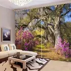 Purple Flower Under Tree 3D Blockout Photo Print Curtain Fabric Curtains Window