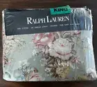 Vtg Ralph Lauren King Size Bed Flat Sheet Charlotte Sage Green Floral NOS New