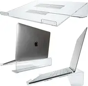 DuraClear Acrylic Laptop Stand for Desk - Ergonomic 2.5" Elevation Riser for up to 21" Laptops - Organize Work Space With Desk Accessories
