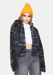 [Dickies Girl] Cropped Sherpa Fleece Jacket