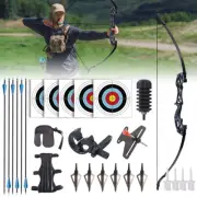 40lbs Takedown Recurve Bow Set&Bow Sight&Arrow Rest for Archery Hunting Target