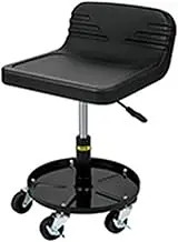 Workshop Stool Mechanic's Seat Rolling Creeper Seat Mechanic Stool Chair with Tool Tray 300LBS Adjustable Swivel Garage Stool(Black Round Tray)