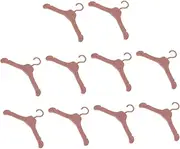 ERINGOGO 50pcs Doll Hanger Mini Clothes Hangers Dolls Hangers Miniatures Mini House Kit Dollhouse Clothes Accessories Rack for Doll Cloth Doll Outfit Hangers Fashion Doll Girl Brown Plastic