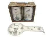 NWT Rae Dunn Disney Cinderella Set 4 Stacking Ramekins & Spoon Rest White