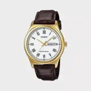 CASIO Men's Quartz Watch MTP-V006GL-7B | Gold-Tone Case, White Dial, Day and Dat