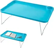 Lap Desk with Leg Folding Laptop Bed Table Lazy Simple Laptop Tray for Bed with Cup Holder and Card Slot for Breakfast Student Dormitory Sofa Balcony Lap Desk Blue
