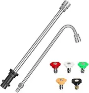 Gutter Cleaning Tool Hight Pressure Washer Extension Spray Attachment with 5 Pcs Nozzle Tips, Underchassis Roof Wash Lance Compatible for Karcher K2 K3 K4 K5 K6 K7 (Stainless Steel)