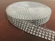 3/4"x10 Yards Silver DIAMOND MESH WRAP ROLL SPARKLE RHINESTONE Crystal Ribbon
