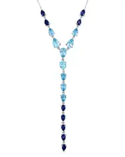 Rina Limor Silver 14.53 ct. tw. Sky London Topaz & Swiss Blue Topaz Necklace