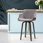 Velvet Fabric Kitchen Bar Stool Wooden Dining Chair Rotatable Foam Padded Seat