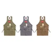 Canvas for Cross Back Chef Aprons for Men Women with Large Pockets Adjustable St