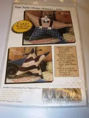 PATRIOTIC STAR UNCLE SAM PATTERN PROJECT FABRIC SEWING STUFFED HOME DECOR PILLOW