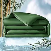 Shilucheng Cooling Comforter Queen Size, 100% Viscose Derived from Bamboo_ Shell, Luxurious Lightweight Blanket for Hot Sleepers, Breathable Soy Fiber and Bamboo_ Fill Duvet Insert (Olive Green)