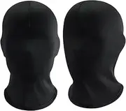 Halloween Full Face Mask, 2pcs Breathable Ice Silk Full Face Covers, Elastic Full Head Mask, Unisex Faceless Masks for Halloween Party Costume (Black)
