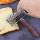 Bread Wooden Handle Stainless Steel Pizza Docker Wheel Baking Tool Dough Roller