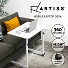 Artiss Laptop Desk Table Portable Stand Mobile Adjustable Bed Side Wheels White