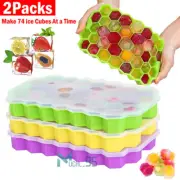 Ice Cube Tray, Set of 2 Honeycomb Shape Silicone ice Cube Mold With Lid 74 Case