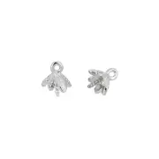 6PC Sterling Silver Flower Pearl Cup / Bead Cap Eye Pin Beads #97837