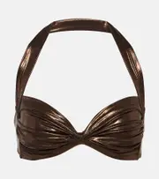 [Norma Kamali] Norma Kamali Bill metallic bikini top AU 8 brown