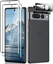 (2+2PCS) RUNGOS Top 9H+ for Google Pixel 7 Pro Screen Protector Tempered Glass, with Camera Lens Protector [Fingerprint Sensor Friendly] HD Clear & Military Grade Shatterproof & Longest Durable 2st