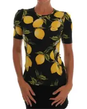 Dolce & Gabbana Lemon Print Silk Top TSH1451 Women Multicolor