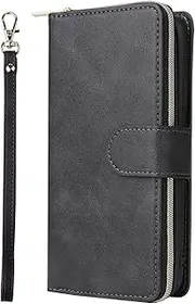 ZCDAYE Wallet Case for iPhone 7 Plus/8 Plus,Premium[Magnetic Closure][Zipper Pocket] Folio PU Leather Flip Case Cover with 9 Card Slots Kickstand for iPhone 7 Plus/8 Plus 5.5"-Black