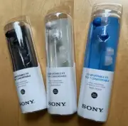 3-pack Sony MDR-EX15LP noise isolation earbuds, Black, Blue & White
