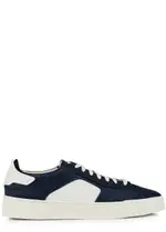 Santoni Darts Panelled Nubuck Sneakers - Blue And White - 11, Santoni Trainers, Leather 11