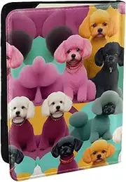 [GaxfjRu] Poodles Dogs Print Leather Passport Holder Covers Case, Waterproof Travel Wallet Passport Holder for Women Men, Black, One Size